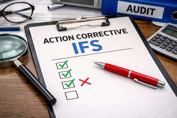 Action corrective IFS en audit avec identification d’une non-conformité sur checklist