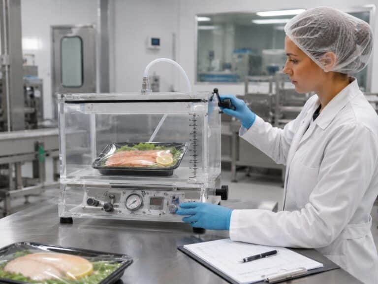 Contrôle d'étanchéité d'un emballage alimentaire sous cloche à vide