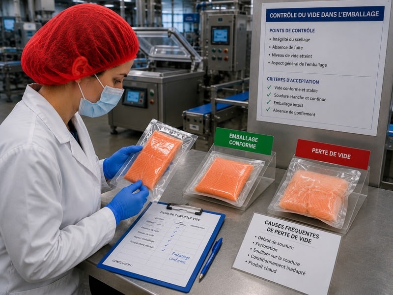 Contrôle des pertes de vide sur emballages alimentaires sous vide