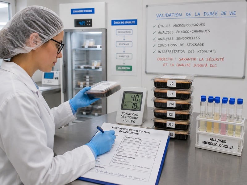 Validation de la durée de vie microbiologique et organoleptique d'un produit alimentaire